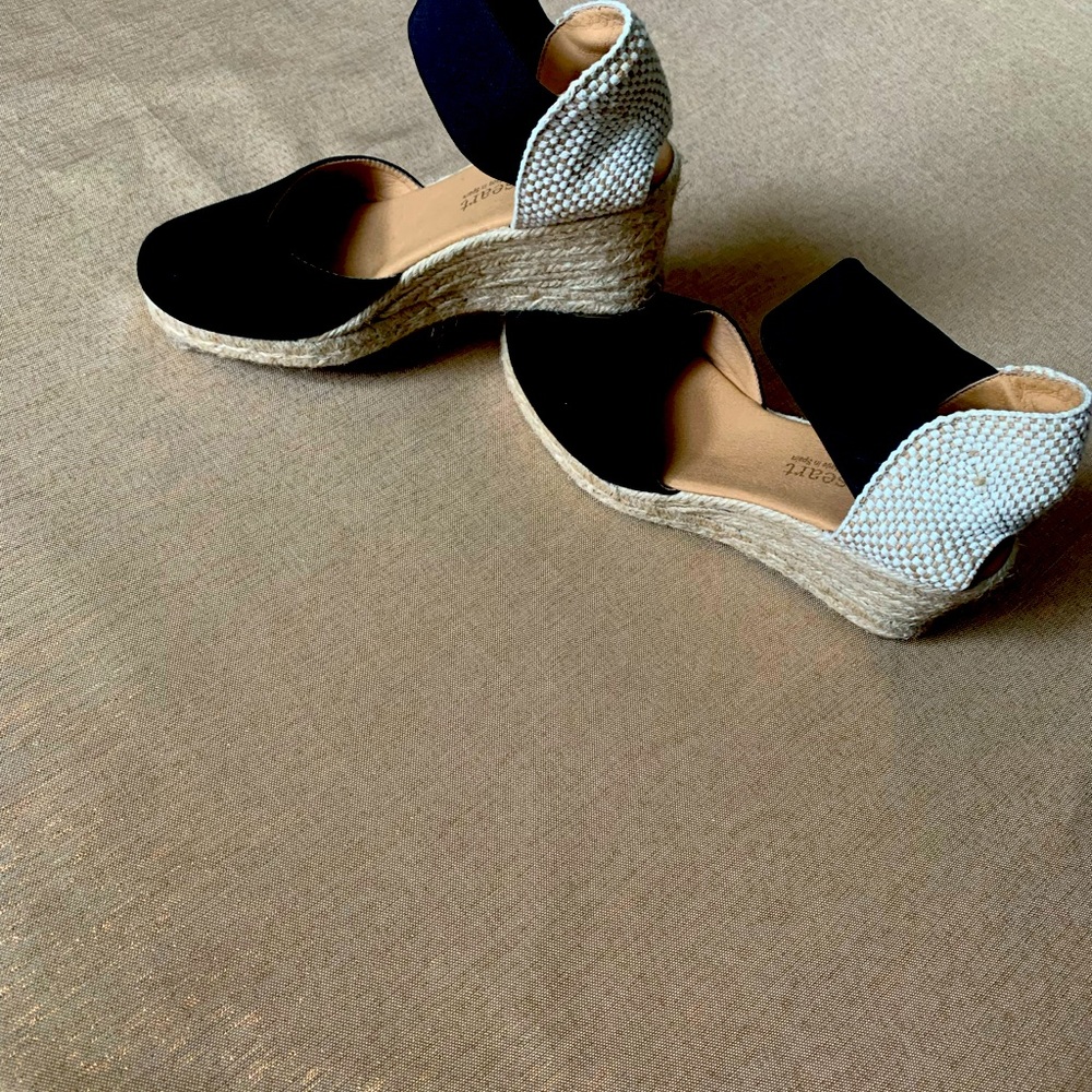 Elastic strap 2.5 inches women jute-wrapped heel leather upper man made sole